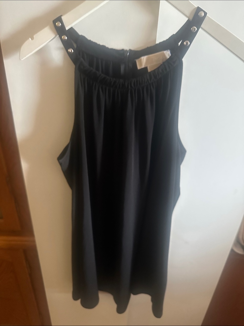 MICHAEL Michael Kors Black Stud-Trim Halter Tank